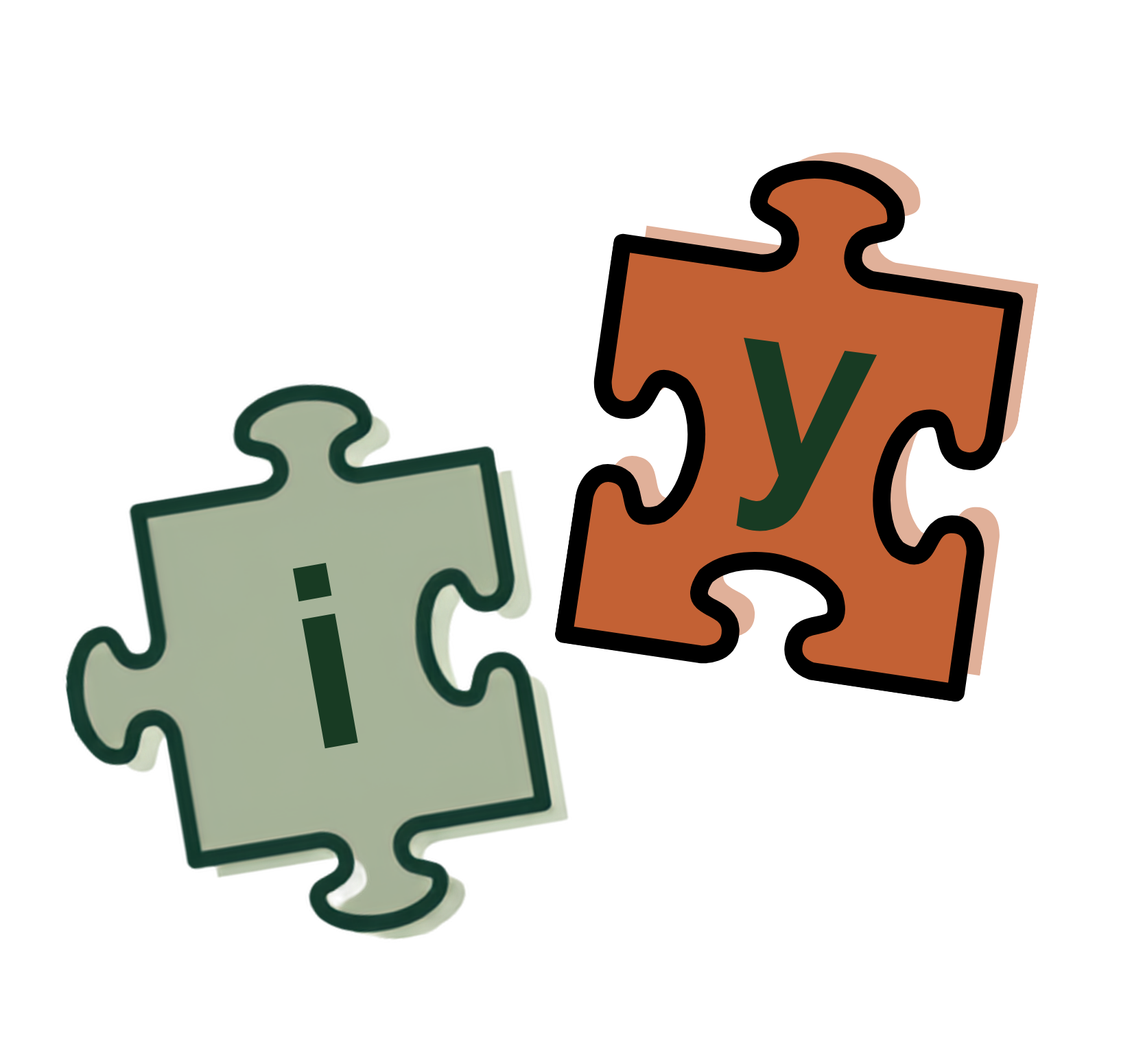 Puzzle dílky s písmeny i a y